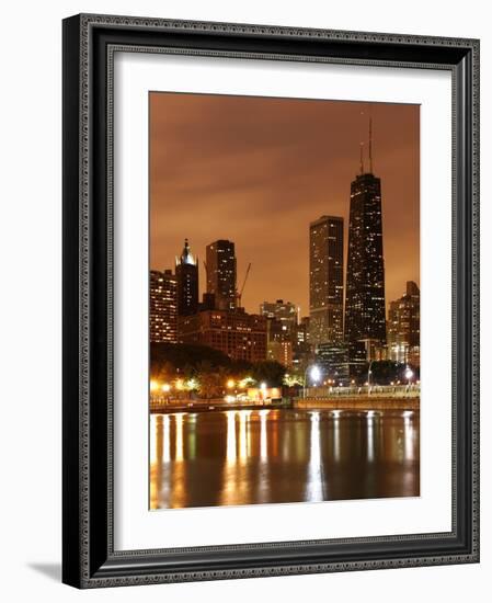 The Chicago Skyline Seen from the Navy Pier on a Rainy Day, USA-David Bank-Framed Photographic Print