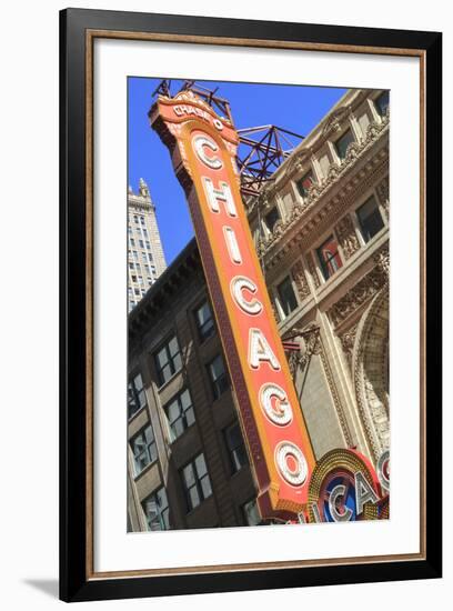 The Chicago Theater Sign Has Become an Iconic Symbol of the City, Chicago, Illinois, USA-Amanda Hall-Framed Photographic Print