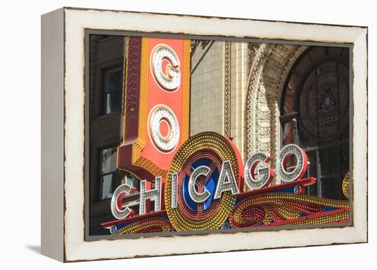 The Chicago Theater Sign Has Become an Iconic Symbol of the City, Chicago, Illinois, USA-Amanda Hall-Framed Premier Image Canvas