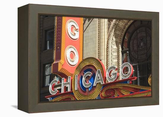The Chicago Theater Sign Has Become an Iconic Symbol of the City, Chicago, Illinois, USA-Amanda Hall-Framed Premier Image Canvas