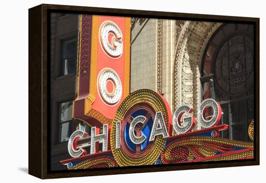 The Chicago Theater Sign Has Become an Iconic Symbol of the City, Chicago, Illinois, USA-Amanda Hall-Framed Premier Image Canvas