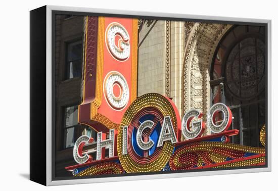 The Chicago Theater Sign Has Become an Iconic Symbol of the City, Chicago, Illinois, USA-Amanda Hall-Framed Premier Image Canvas