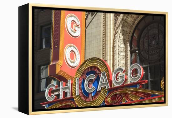 The Chicago Theater Sign Has Become an Iconic Symbol of the City, Chicago, Illinois, USA-Amanda Hall-Framed Premier Image Canvas