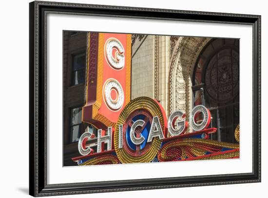 The Chicago Theater Sign Has Become an Iconic Symbol of the City, Chicago, Illinois, USA-Amanda Hall-Framed Photographic Print