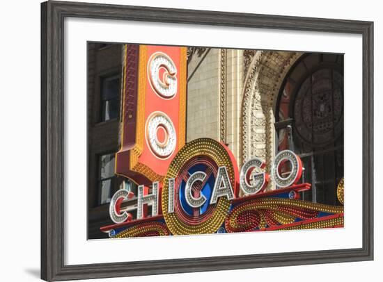 The Chicago Theater Sign Has Become an Iconic Symbol of the City, Chicago, Illinois, USA-Amanda Hall-Framed Photographic Print