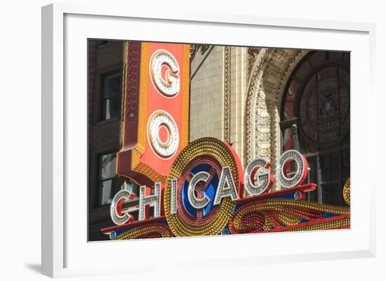 The Chicago Theater Sign Has Become an Iconic Symbol of the City, Chicago, Illinois, USA-Amanda Hall-Framed Photographic Print