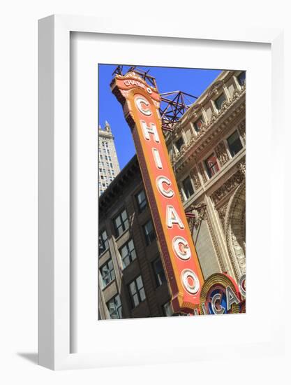 The Chicago Theater Sign Has Become an Iconic Symbol of the City, Chicago, Illinois, USA-Amanda Hall-Framed Photographic Print