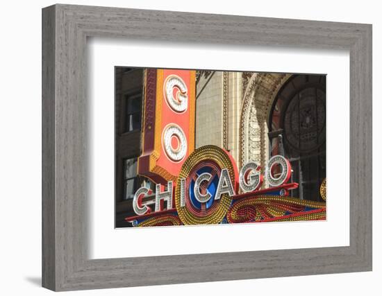 The Chicago Theater Sign Has Become an Iconic Symbol of the City, Chicago, Illinois, USA-Amanda Hall-Framed Premium Photographic Print