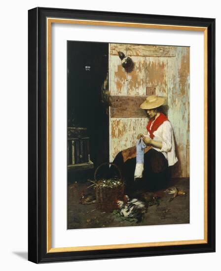 The Chicken Seller-Giacomo Favretto-Framed Giclee Print