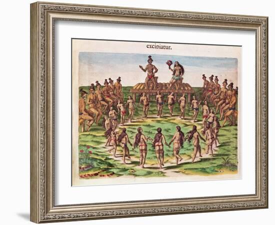 The Chief Receives His Bride, from 'Brevis Narratio..'-Jacques Le Moyne-Framed Giclee Print