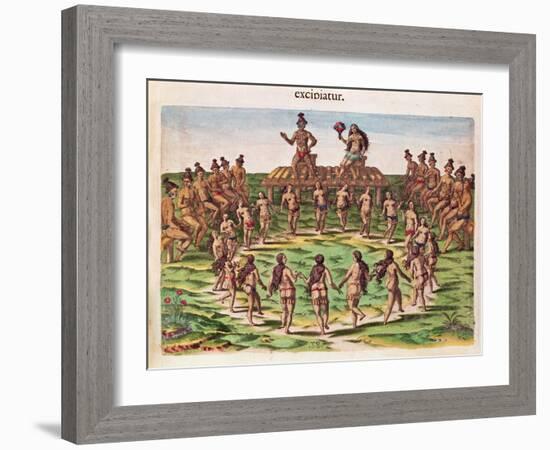 The Chief Receives His Bride, from 'Brevis Narratio..'-Jacques Le Moyne-Framed Giclee Print