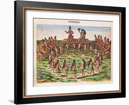 The Chief Receives His Bride, from 'Brevis Narratio..'-Jacques Le Moyne-Framed Giclee Print