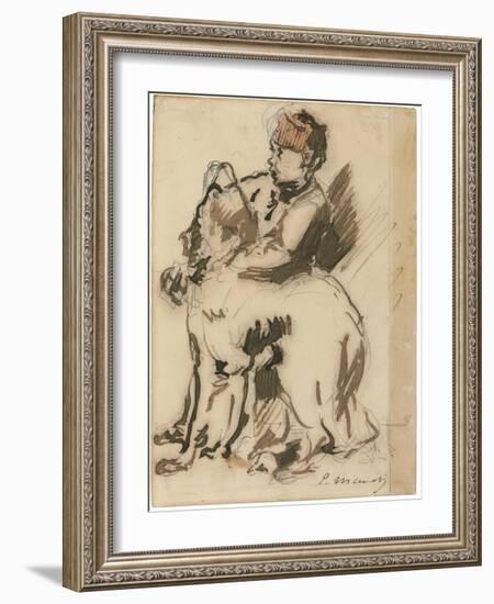 The Child and the Dog-Edouard Manet-Framed Giclee Print