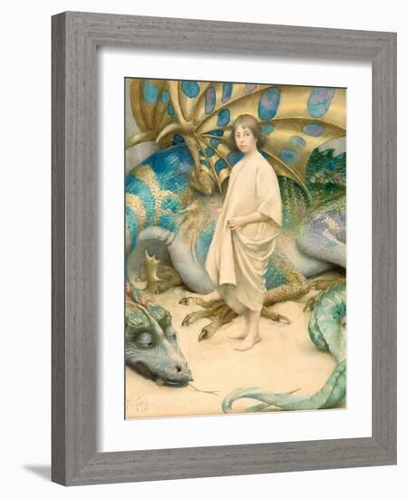 The Child in the World (W/C on Paper)-Thomas Cooper Gotch-Framed Giclee Print