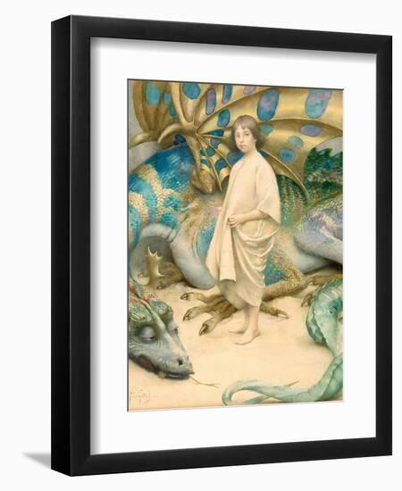 The Child in the World (W/C on Paper)-Thomas Cooper Gotch-Framed Giclee Print