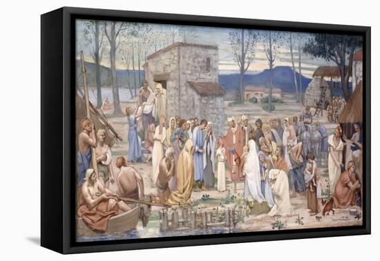 The Childhood of Saint Genevieve, 1874-Pierre Puvis de Chavannes-Framed Premier Image Canvas