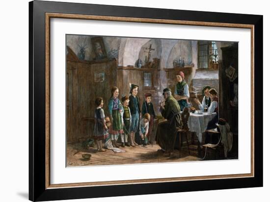 The Children and the Uncle. Studied in Vienna and Munich-null-Framed Giclee Print