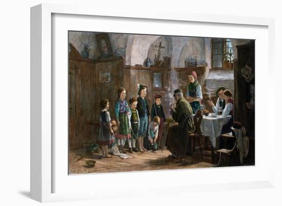The Children and the Uncle. Studied in Vienna and Munich-null-Framed Giclee Print