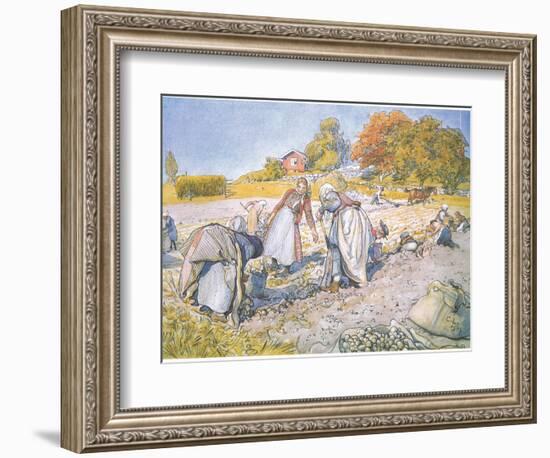 The Children Filled the Buckets and Baskets with Potatoes-Carl Larsson-Framed Giclee Print