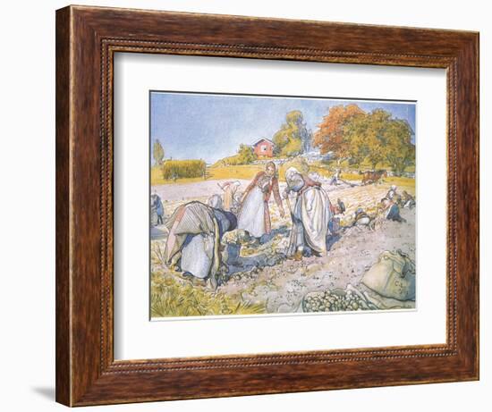 The Children Filled the Buckets and Baskets with Potatoes-Carl Larsson-Framed Giclee Print