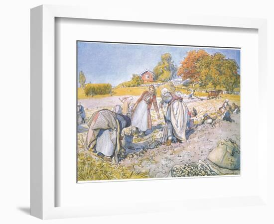 The Children Filled the Buckets and Baskets with Potatoes-Carl Larsson-Framed Giclee Print