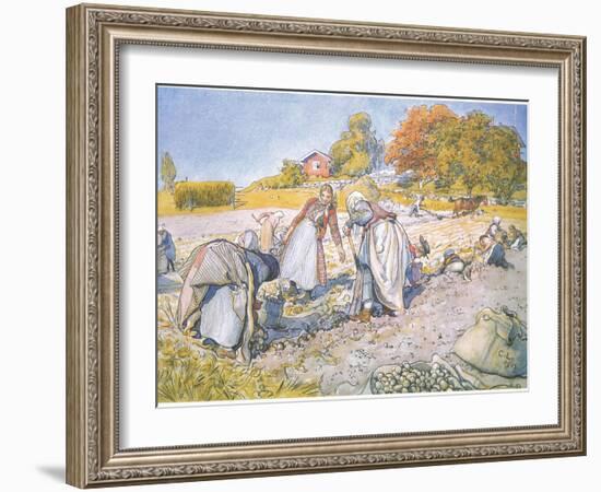 The Children Filled the Buckets and Baskets with Potatoes-Carl Larsson-Framed Giclee Print