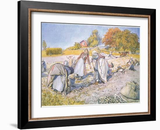 The Children Filled the Buckets and Baskets with Potatoes-Carl Larsson-Framed Giclee Print