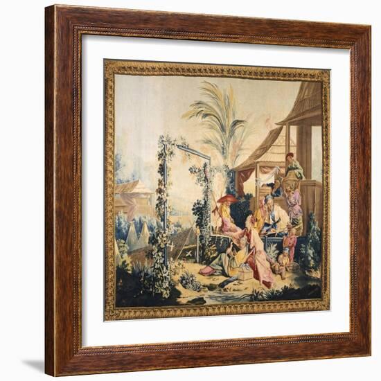 The Chinese Hunting, or the Birds' Seller Tapestry Based on Cartoon by Francois Boucher-null-Framed Giclee Print