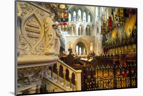 The Choir and Banners, St. Patrick's Cathedral, Dublin, County Dublin, Eire (Ireland)-Bruno Barbier-Mounted Photographic Print