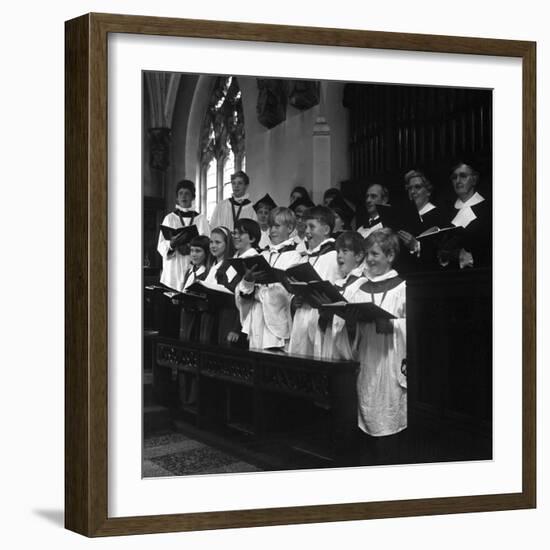 The Choir from Brampton Parish Church Singing During a Service, Rotherham, 1969-Michael Walters-Framed Photographic Print