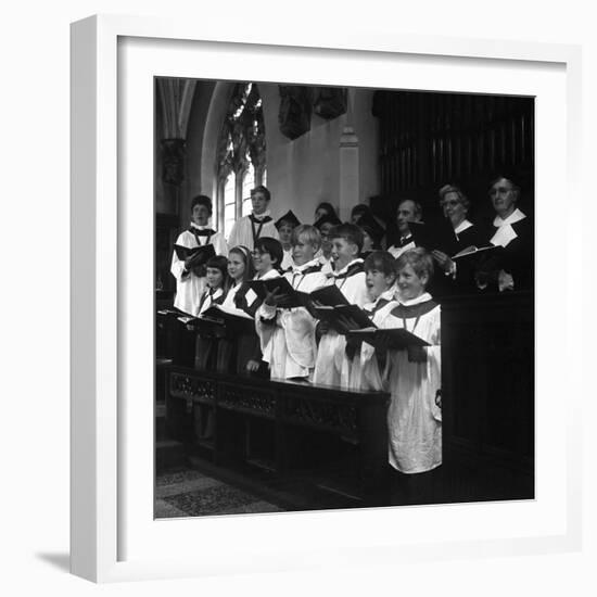 The Choir from Brampton Parish Church Singing During a Service, Rotherham, 1969-Michael Walters-Framed Photographic Print