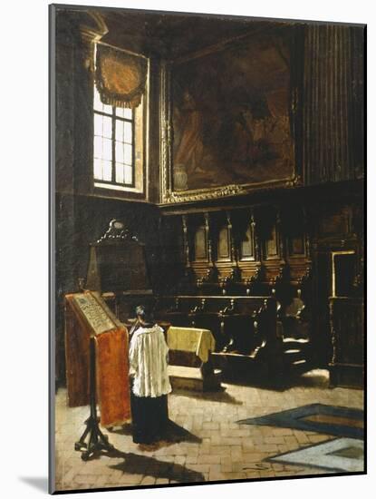 The Choir of the Church of St Anthony in Milan, 1879-Giovanni Segantini-Mounted Giclee Print