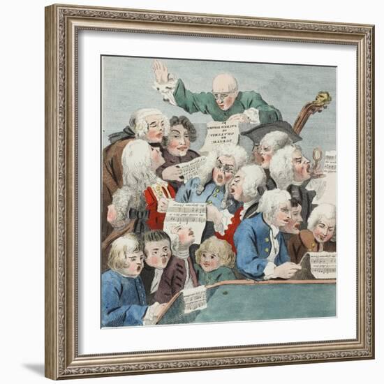 The Chorus or Rehearsal of the Oratorio of Judith, Illustration from 'Hogarth Restored: the Whole…-William Hogarth-Framed Giclee Print