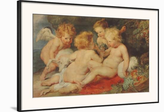 The Christ Child, St.John and Angels-Peter Paul Rubens-Framed Art Print