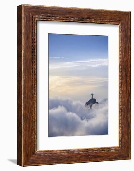 The Christ Statue (Cristo Redentor) on the summit of Corcovado mountain in a sea of clouds-Alex Robinson-Framed Photographic Print