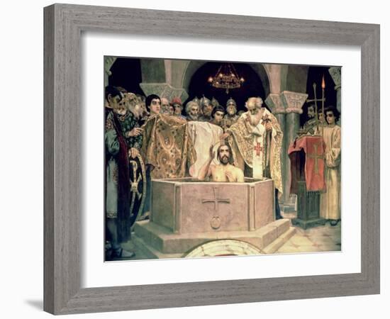 The Christening of Grand Duke Vladimir (circa 956-1015), 1885-96 (Mural)-Victor Mikhailovich Vasnetsov-Framed Giclee Print