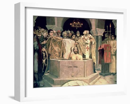 The Christening of Grand Duke Vladimir (circa 956-1015), 1885-96 (Mural)-Victor Mikhailovich Vasnetsov-Framed Giclee Print