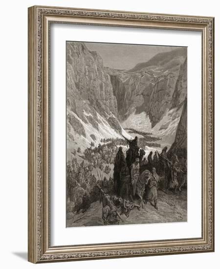 The Christian Army in the Mountains of Judea, Illustration from 'Bibliotheque Des Croisades' by…-Gustave Doré-Framed Giclee Print