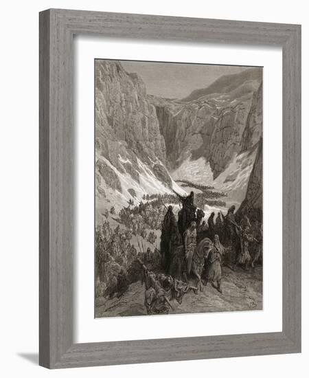 The Christian Army in the Mountains of Judea, Illustration from 'Bibliotheque Des Croisades' by…-Gustave Doré-Framed Giclee Print