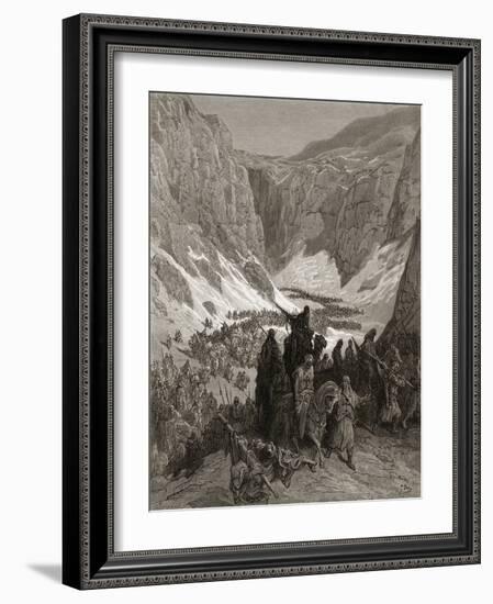 The Christian Army in the Mountains of Judea, Illustration from 'Bibliotheque Des Croisades' by…-Gustave Doré-Framed Giclee Print
