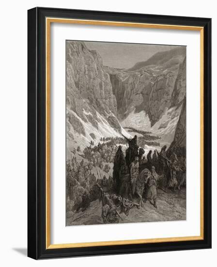 The Christian Army in the Mountains of Judea, Illustration from 'Bibliotheque Des Croisades' by…-Gustave Doré-Framed Giclee Print