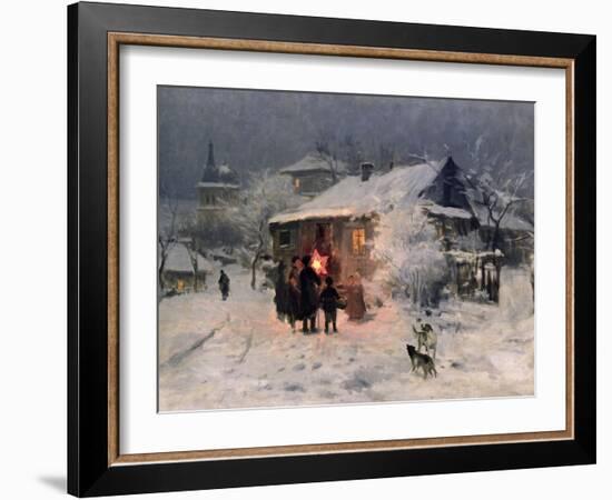 The Christmas Carol in the Ukraine-Nikolai Kornilovich Pimonenko-Framed Giclee Print