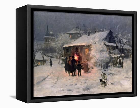 The Christmas Carol in the Ukraine-Nikolai Kornilovich Pimonenko-Framed Premier Image Canvas