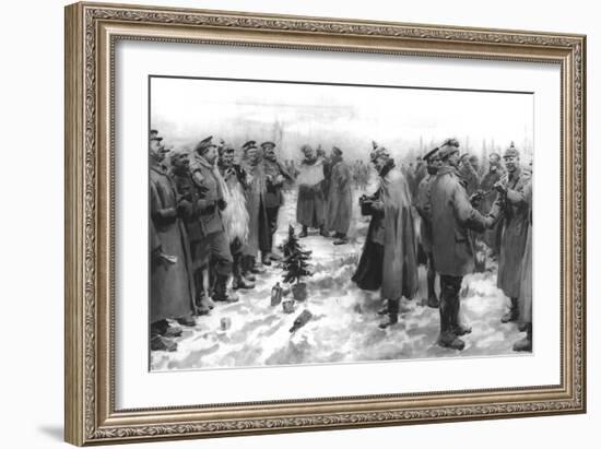 The Christmas Day Truce of 1914, Published 1915-English School-Framed Giclee Print