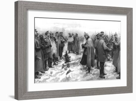 The Christmas Day Truce of 1914, Published 1915-English School-Framed Giclee Print