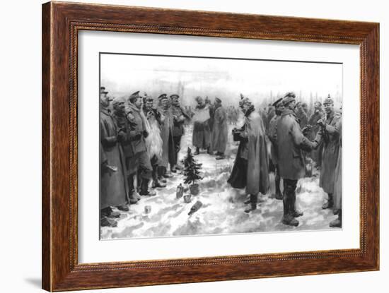 The Christmas Day Truce of 1914, Published 1915-English School-Framed Giclee Print