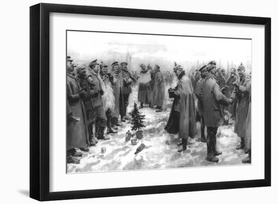 The Christmas Day Truce of 1914, Published 1915-English School-Framed Giclee Print