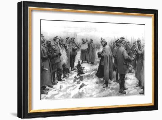 The Christmas Day Truce of 1914, Published 1915-English School-Framed Giclee Print