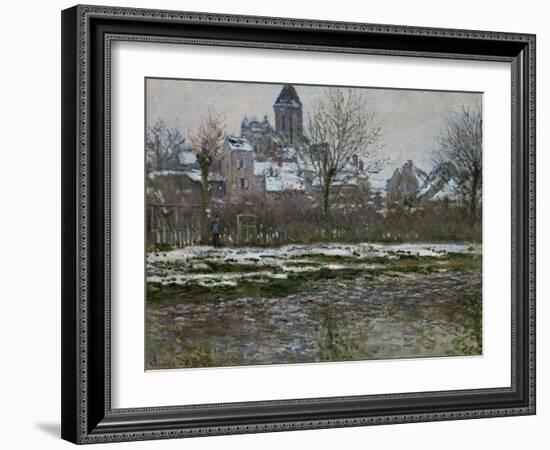 The Church at Vetheuil, Snow, 1878-79-Claude Monet-Framed Giclee Print