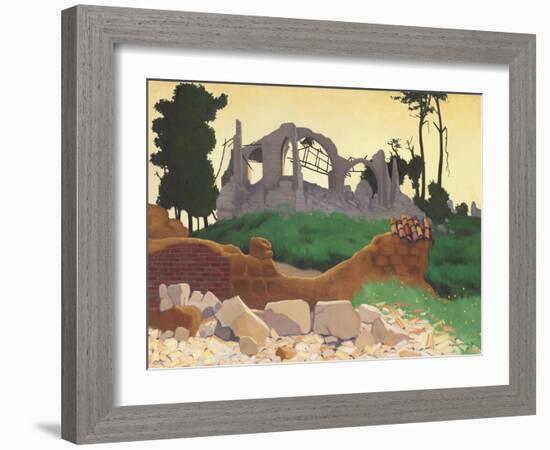 The Church of Souain, 1917-Felix Edouard Vallotton-Framed Giclee Print